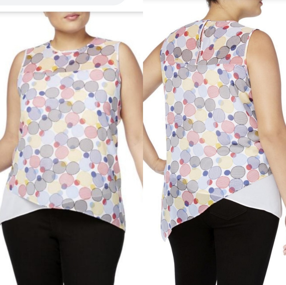 NWT Anne Klein polka dot layered Asymmetrical hem - Picture 1 of 8